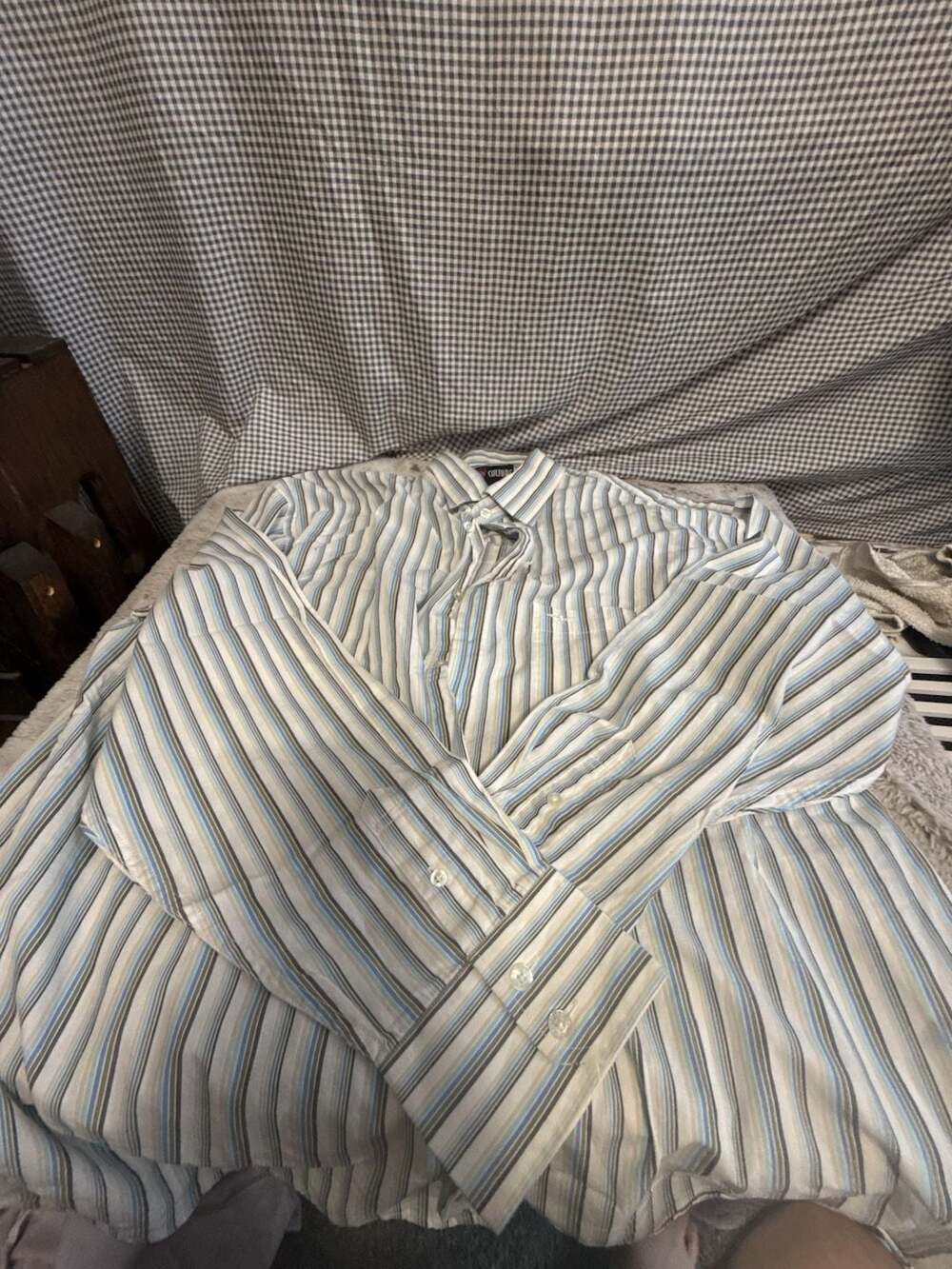 Culture Men's Striped Button Down Long Sleeve Dress Shirt XXL Light blue